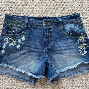 Francesca's Embroidered Denim Shorts